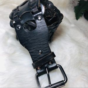 Wide 3 inch leather braided belt